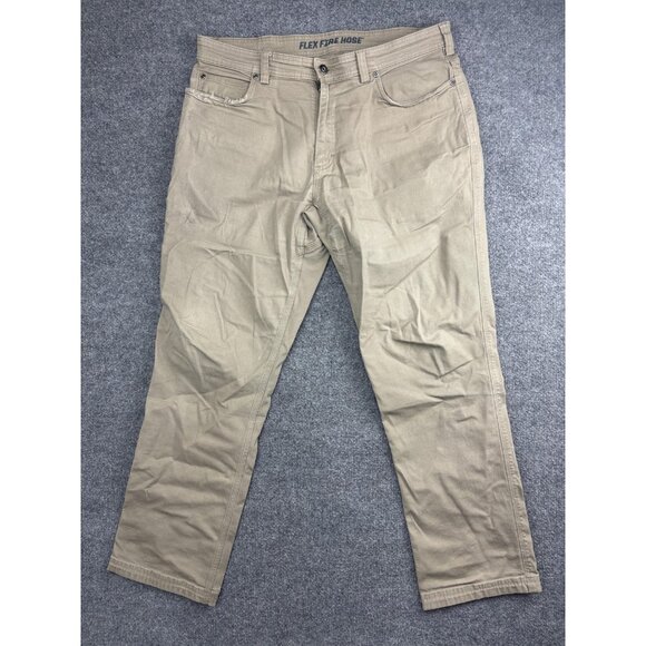 Duluth Flex Fire Hose Pants Mens 36x32 Tan Standard Fit Canvas Work Durable - Picture 1 of 12